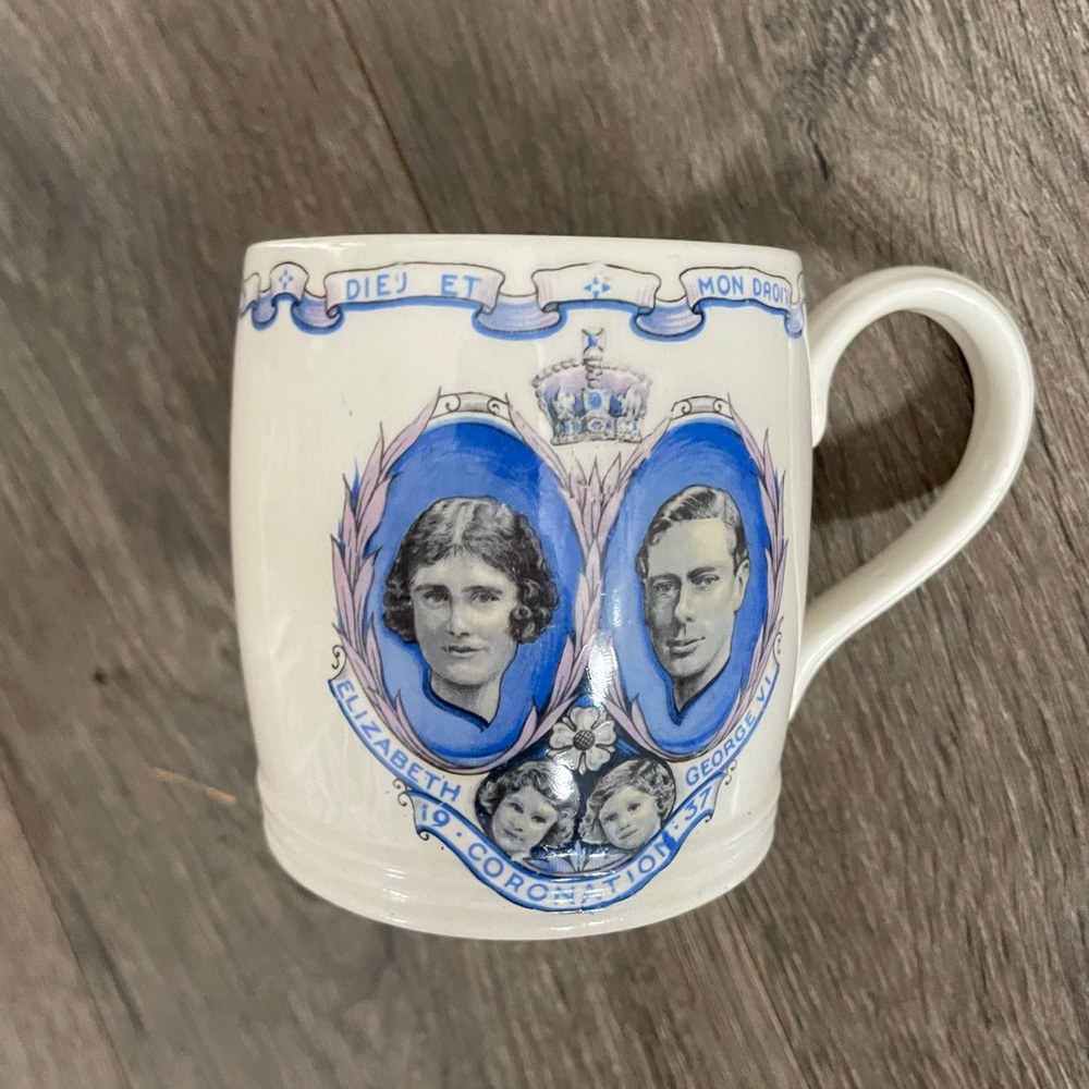 Vintage Wedgwood Coronation Mug with Blue and White Design